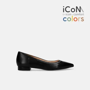 10% OFF: 2024SS: iCoN COLORS: Pointed Toe Smooth Flat Shoes (C20143) Black