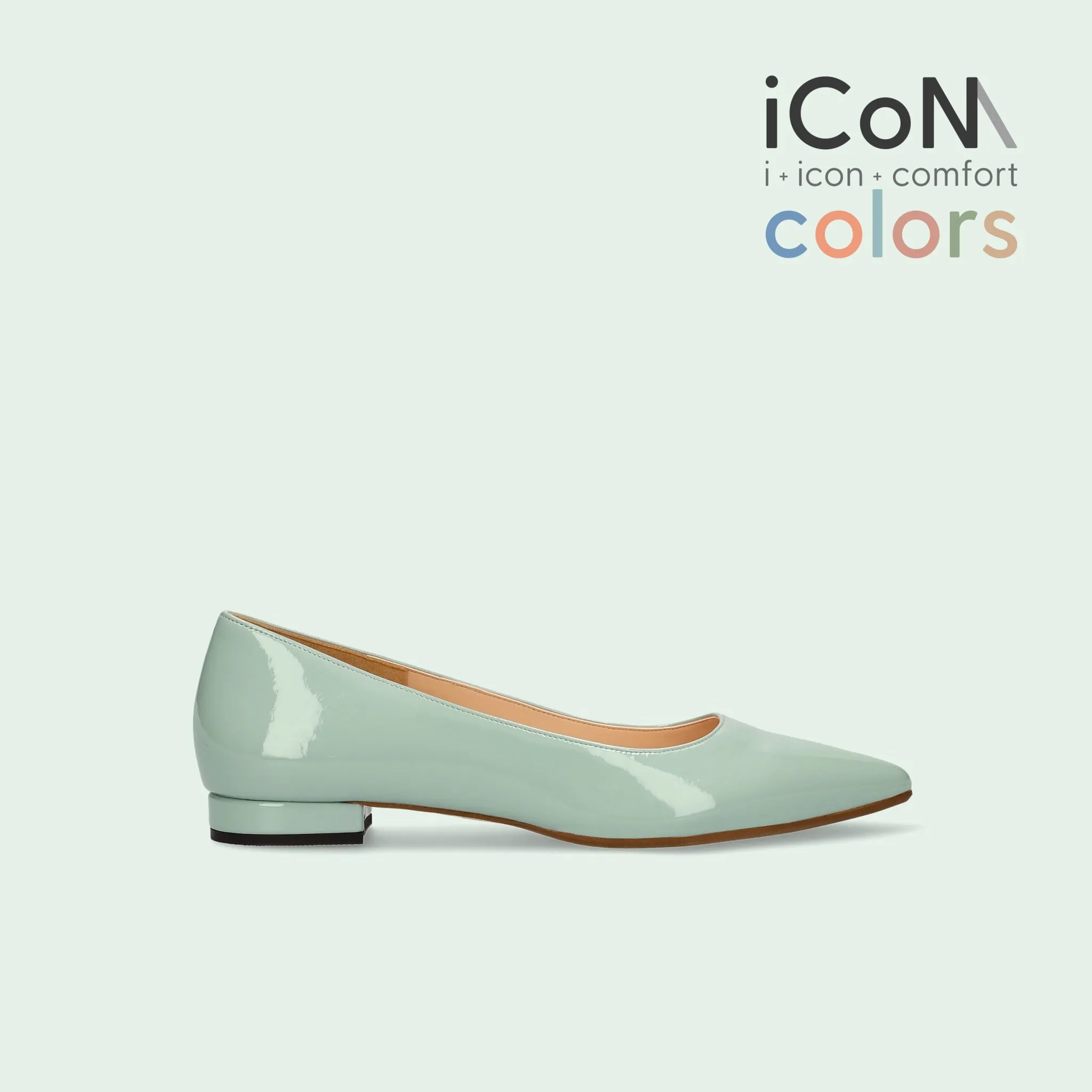 15% OFF: iCoN COLORS: Pointed Toe Enamel Flat Shoes (C20141) S Green E
