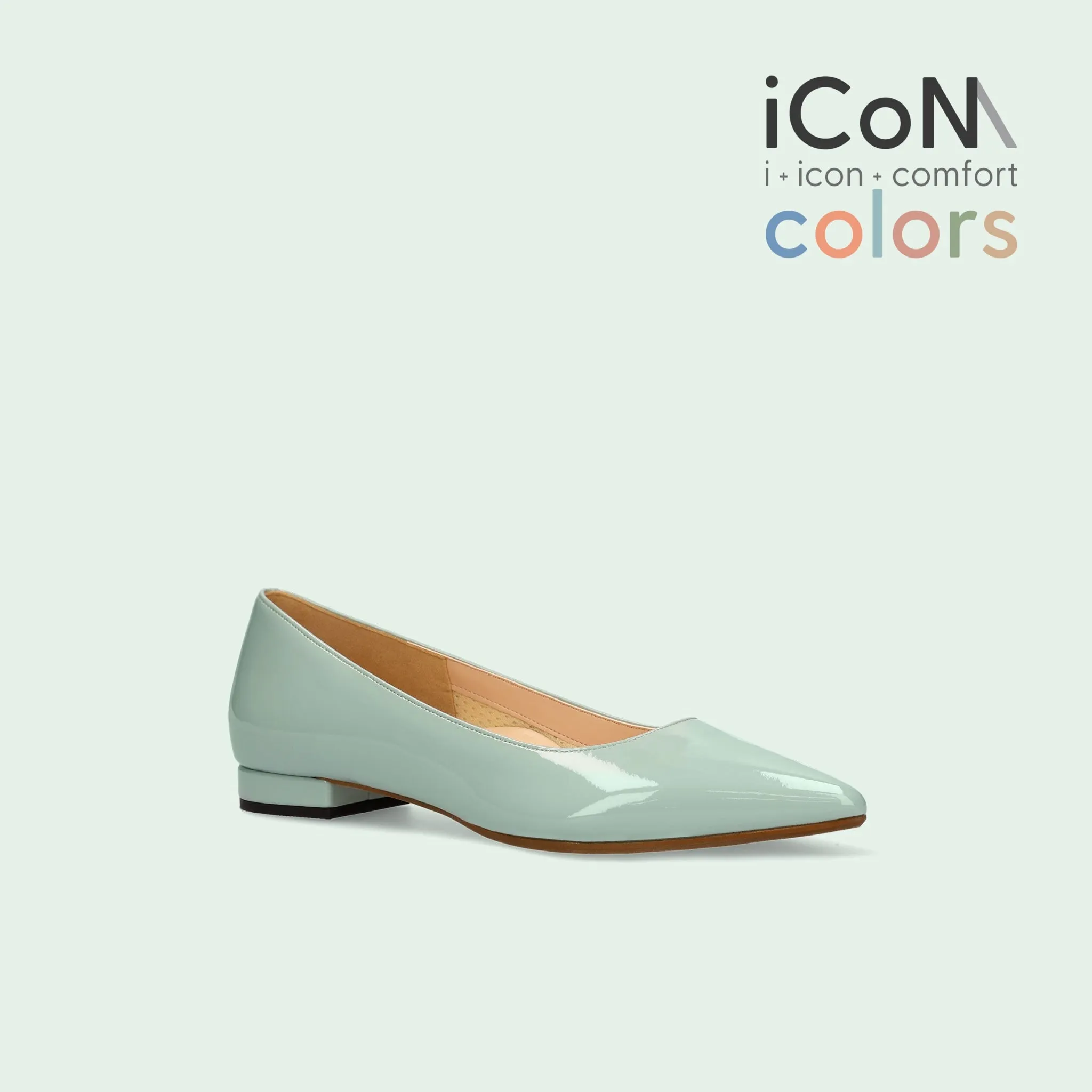 15% OFF: iCoN COLORS: Pointed Toe Enamel Flat Shoes (C20141) S Green E