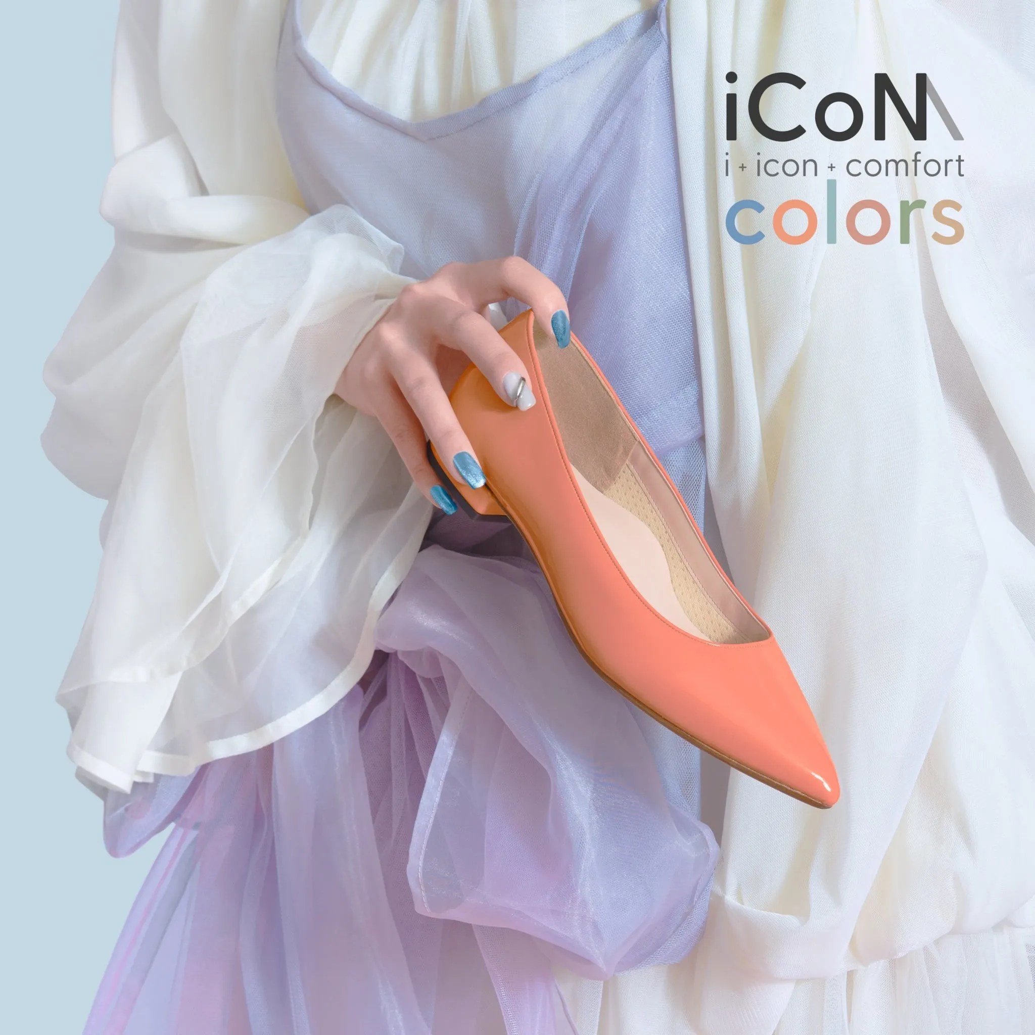 15% OFF: iCoN COLORS: Pointed Toe Enamel Flat Shoes (C20141) S Orange E