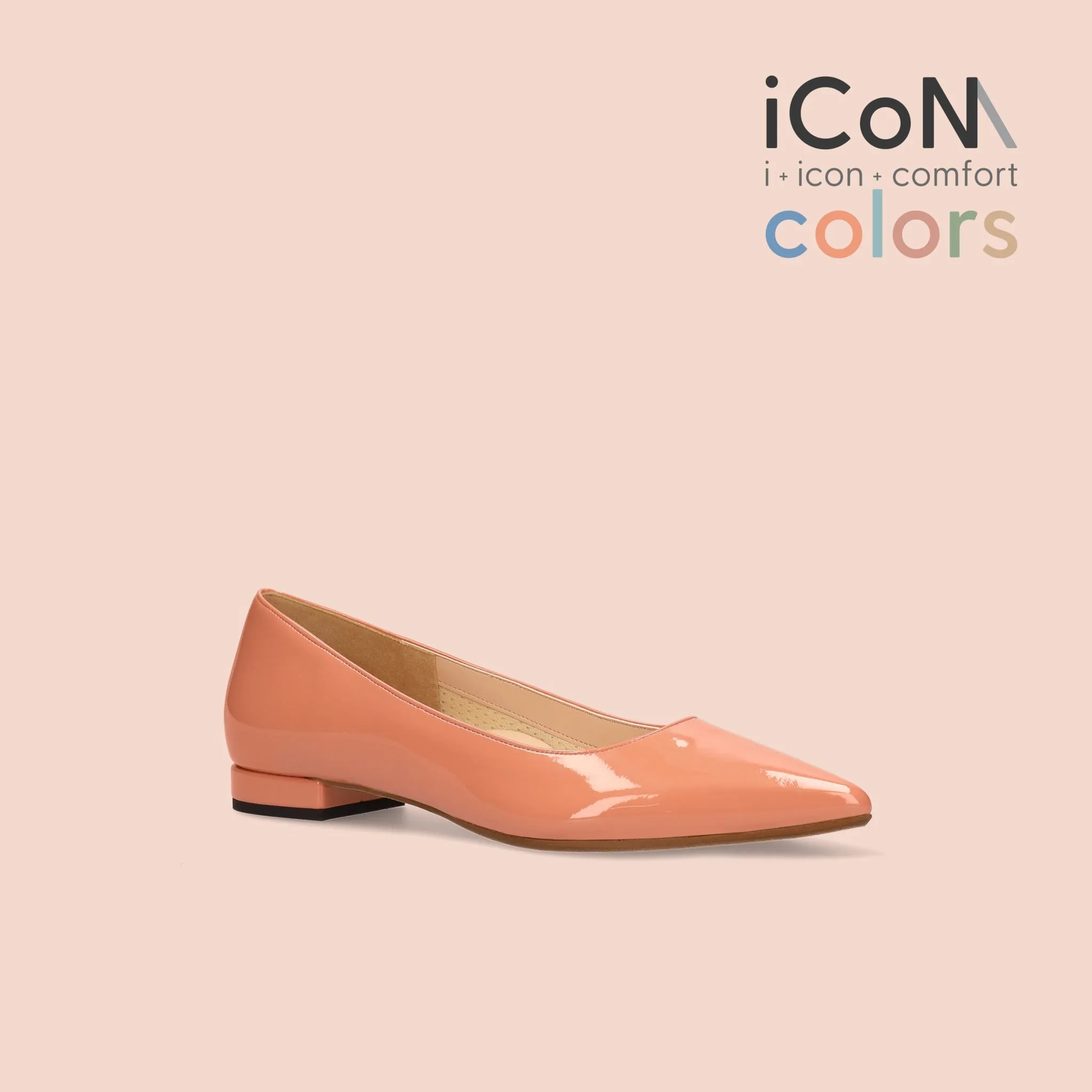 15% OFF: iCoN COLORS: Pointed Toe Enamel Flat Shoes (C20141) S Orange E
