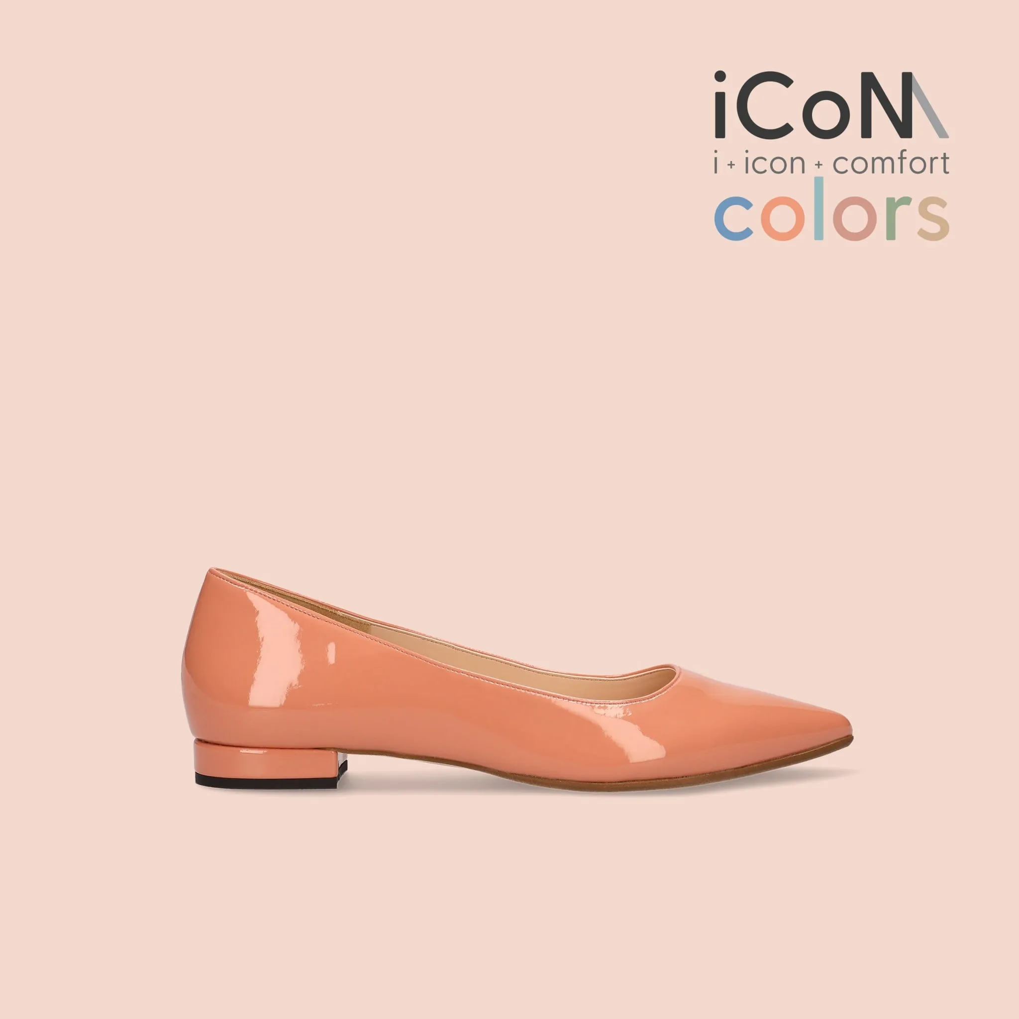 15% OFF: iCoN COLORS: Pointed Toe Enamel Flat Shoes (C20141) S Orange E