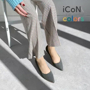 15% OFF: iCoN COLORS: Pointed toe suede flat shoes (C20142) Charcoal S