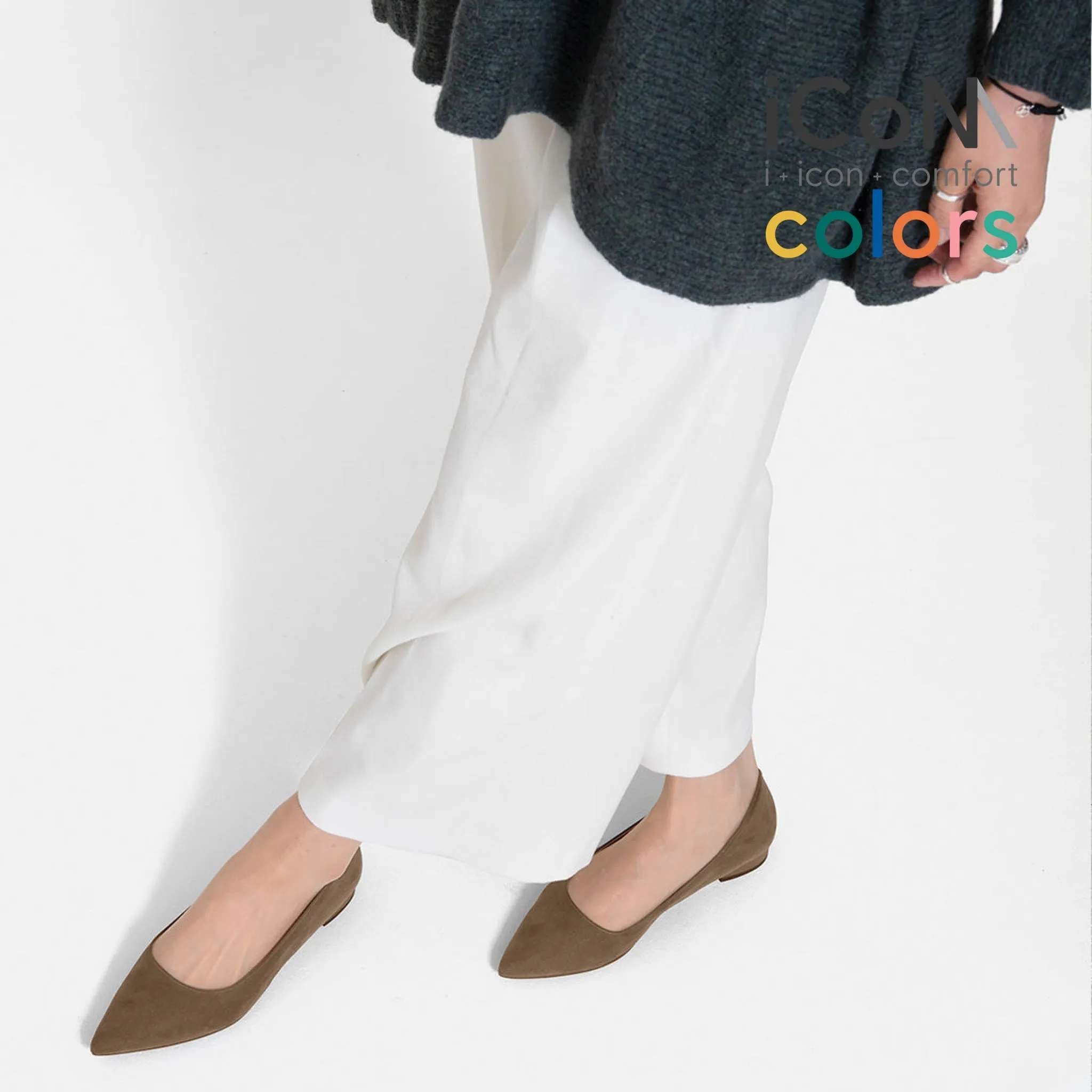 15% OFF: iCoN COLORS: Pointed toe suede flat shoes (C20142) Taupe S