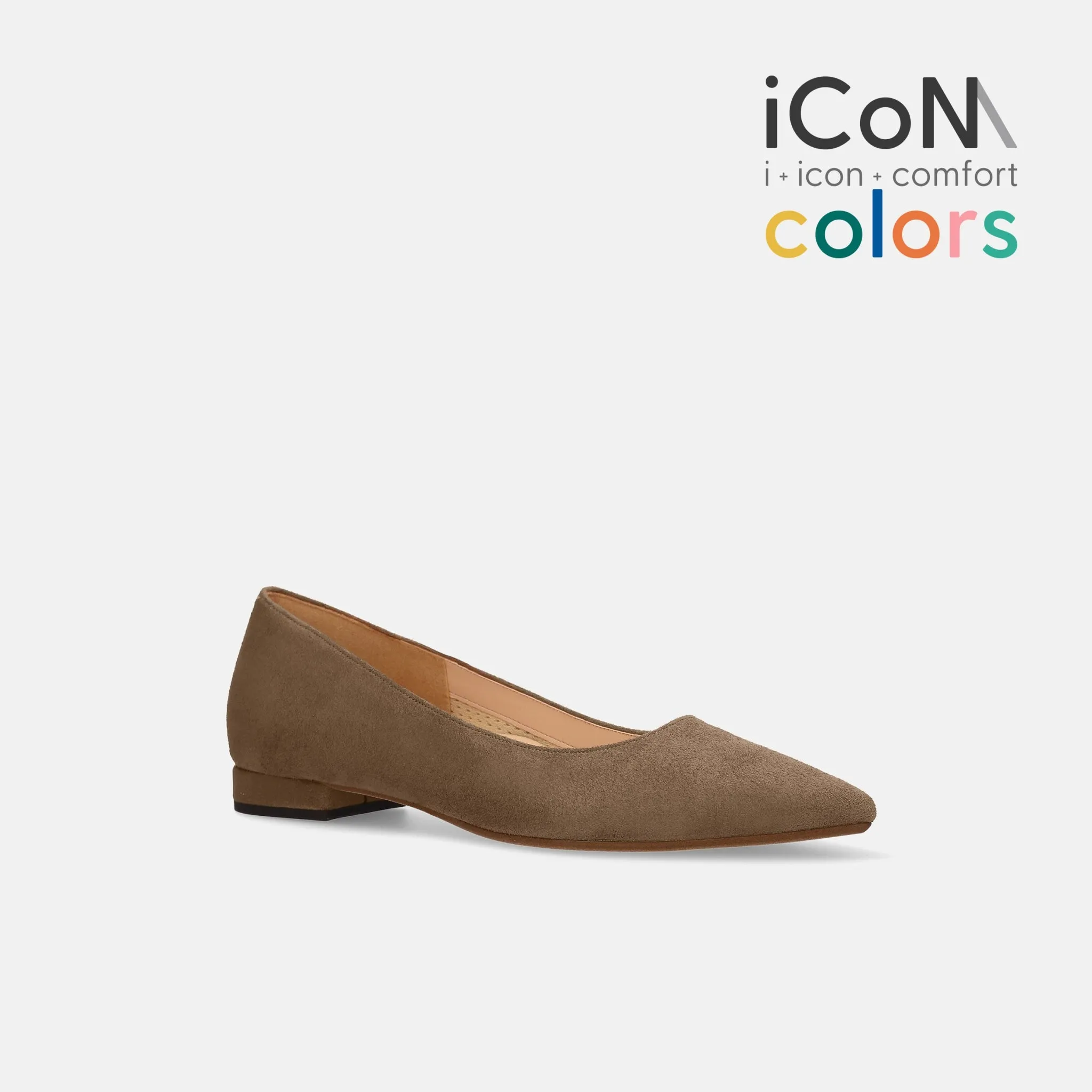 15% OFF: iCoN COLORS: Pointed toe suede flat shoes (C20142) Taupe S