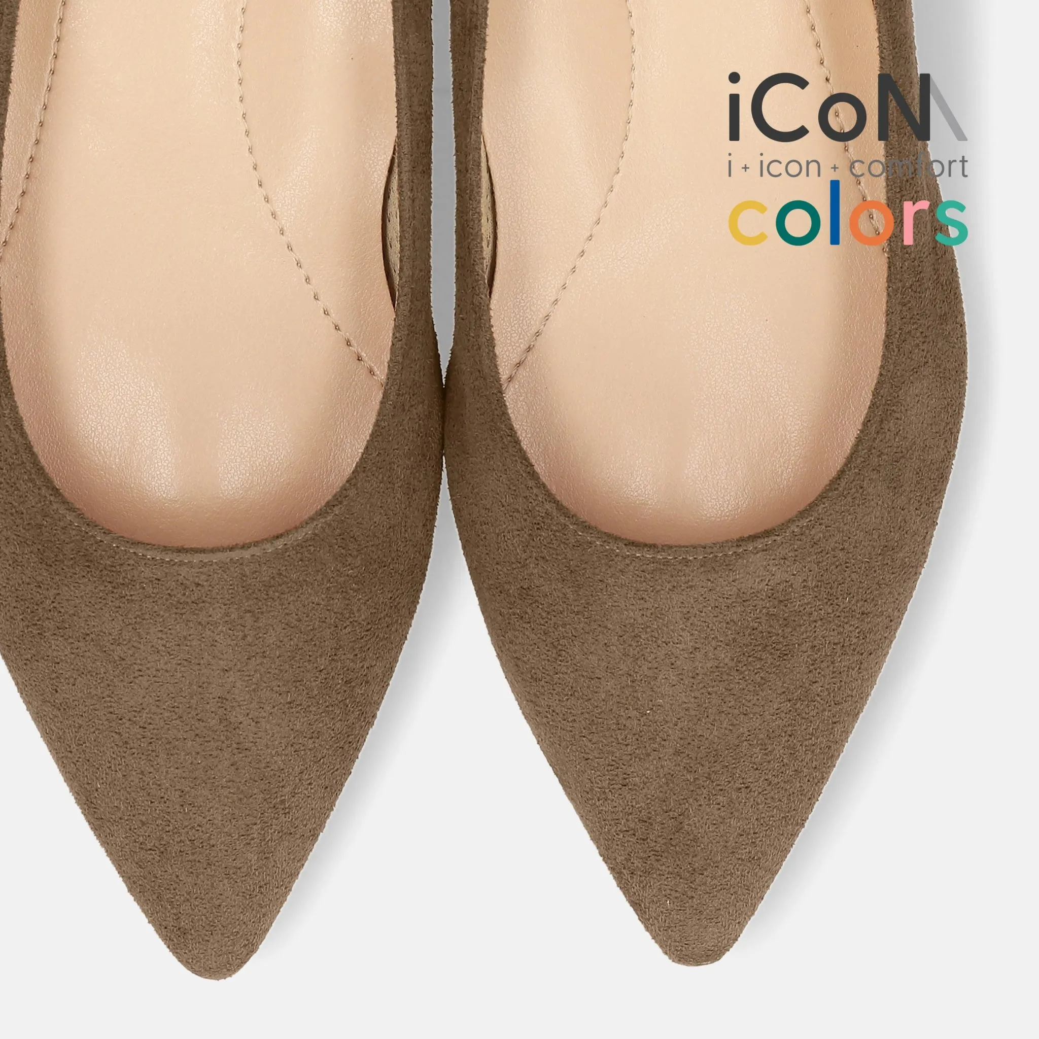 15% OFF: iCoN COLORS: Pointed toe suede flat shoes (C20142) Taupe S