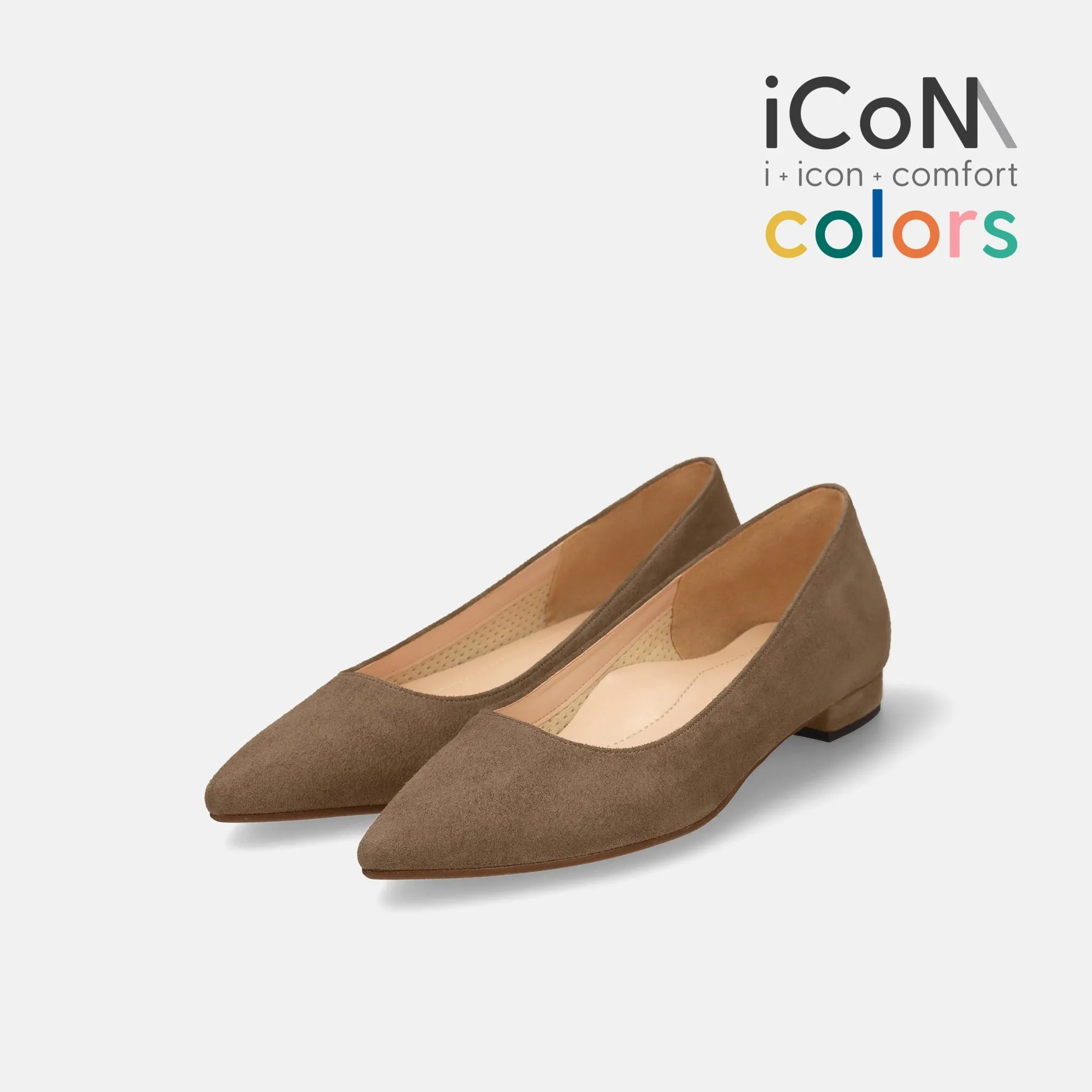 15% OFF: iCoN COLORS: Pointed toe suede flat shoes (C20142) Taupe S