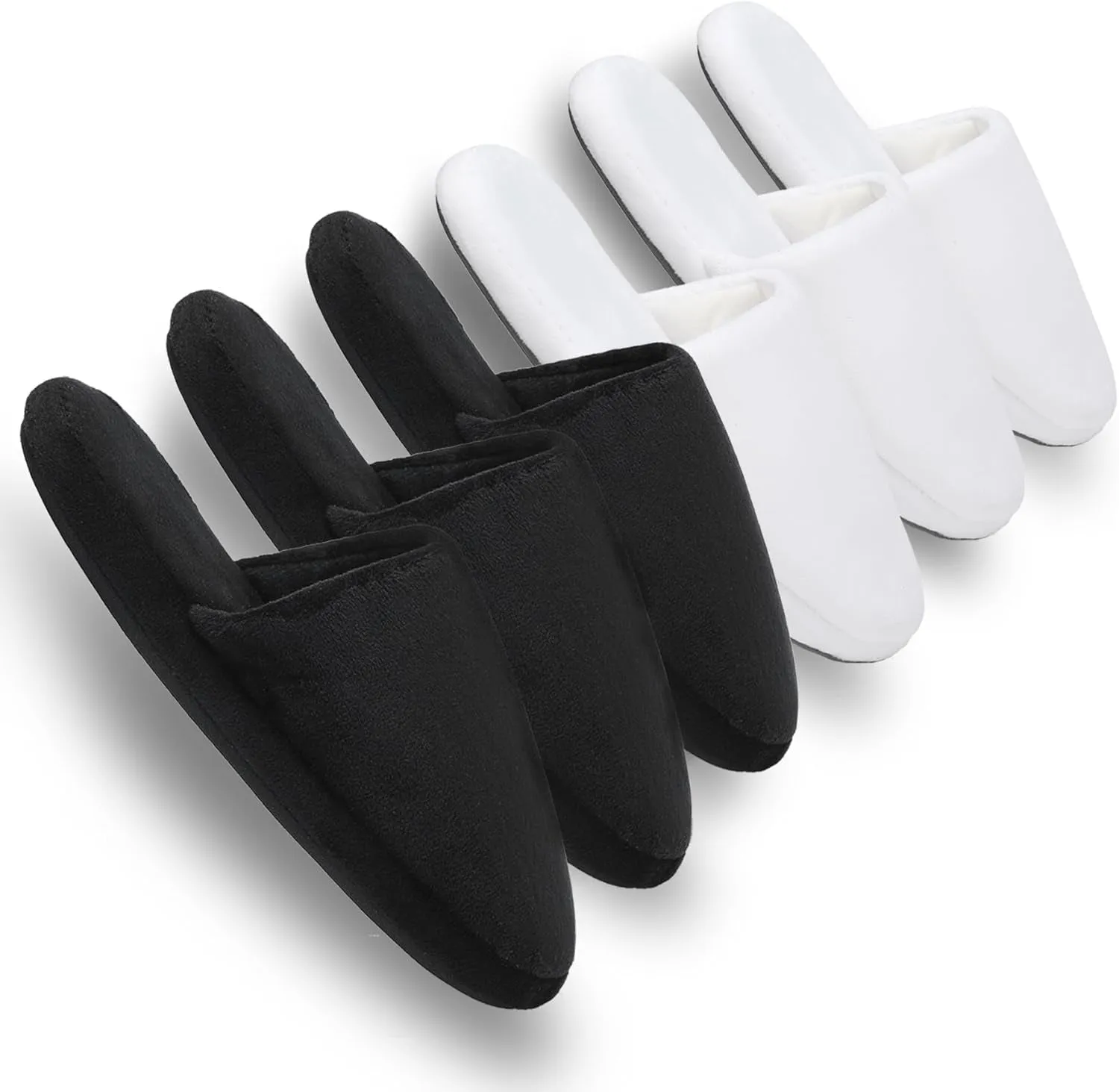 3-Pair Luxury Spa Slippers - Cotton Memory Foam Non-Slip Closed Toe Washable Slippers for Hotel,Guest,Travel,Bride,Women and Men