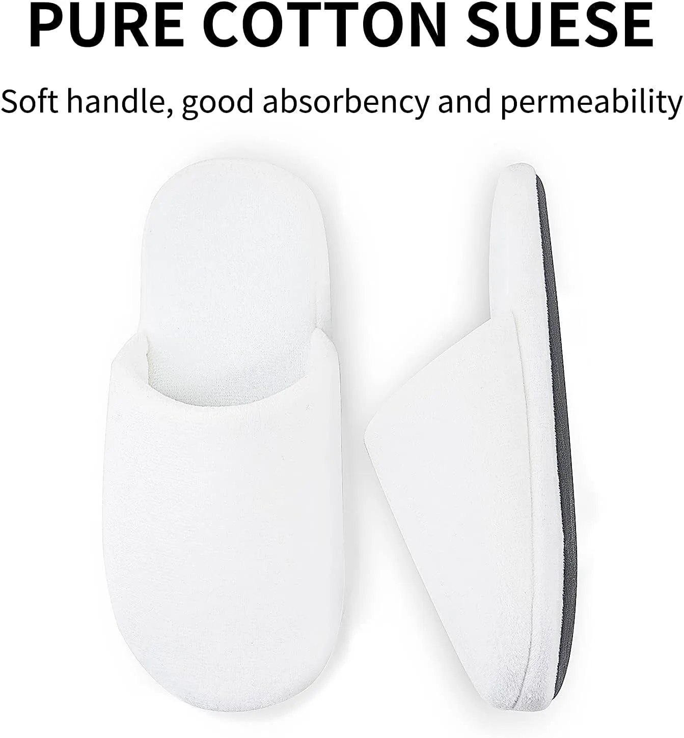 3-Pair Luxury Spa Slippers - Cotton Memory Foam Non-Slip Closed Toe Washable Slippers for Hotel,Guest,Travel,Bride,Women and Men