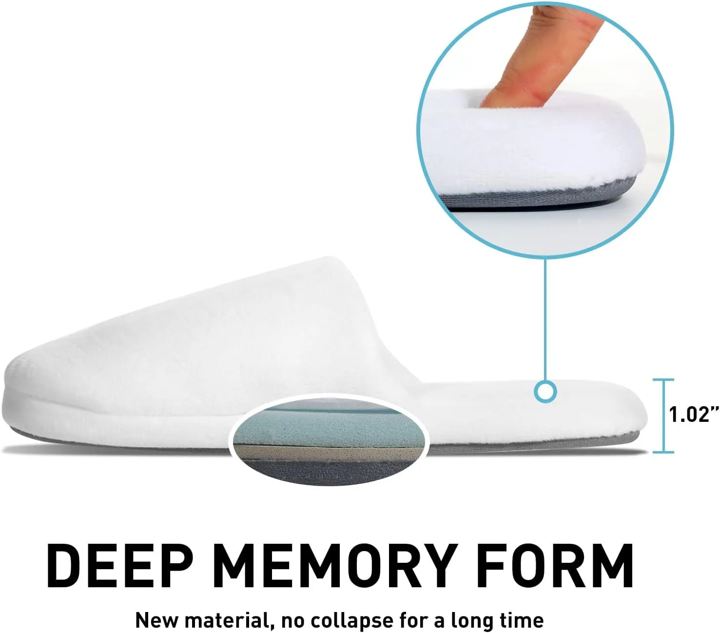 3-Pair Luxury Spa Slippers - Cotton Memory Foam Non-Slip Closed Toe Washable Slippers for Hotel,Guest,Travel,Bride,Women and Men