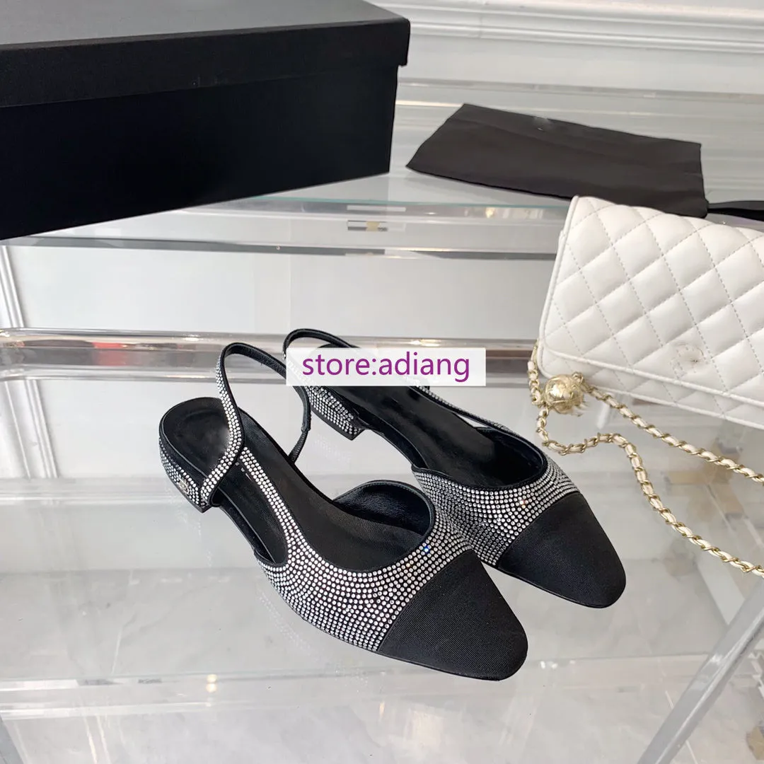 6.5cm & flats hot drill boat shoes fashion sandals slingback women 2023 35-40