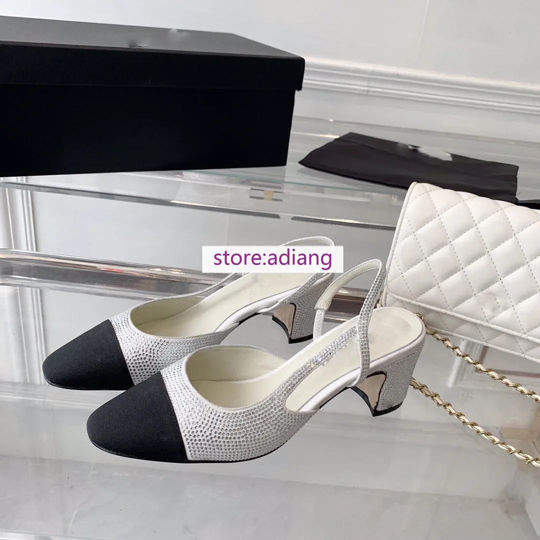 6.5cm & flats hot drill boat shoes fashion sandals slingback women 2023 35-40