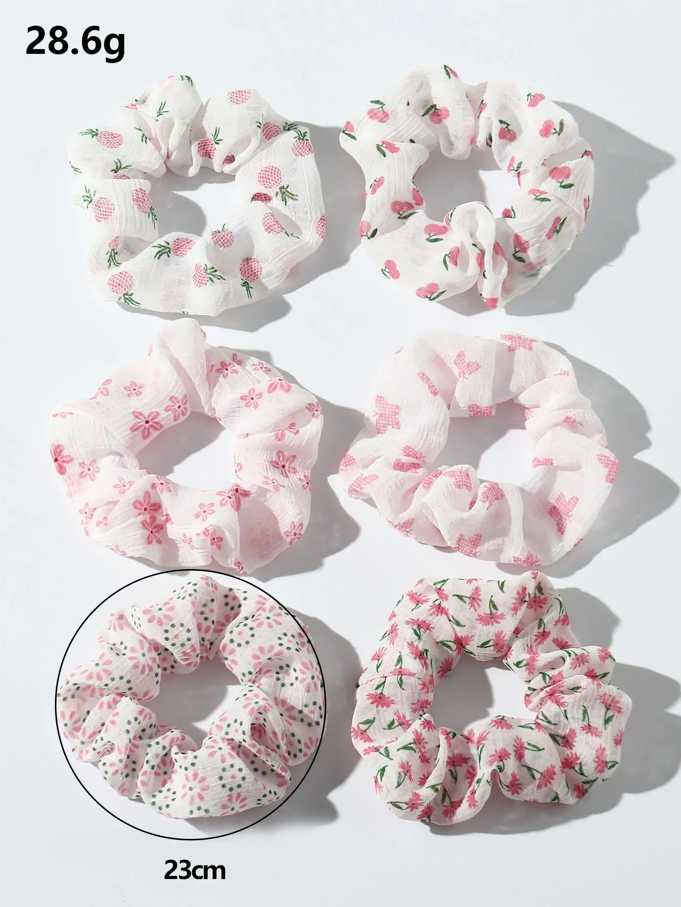 6pcs Printed Wide Bow Hair Scrunchies