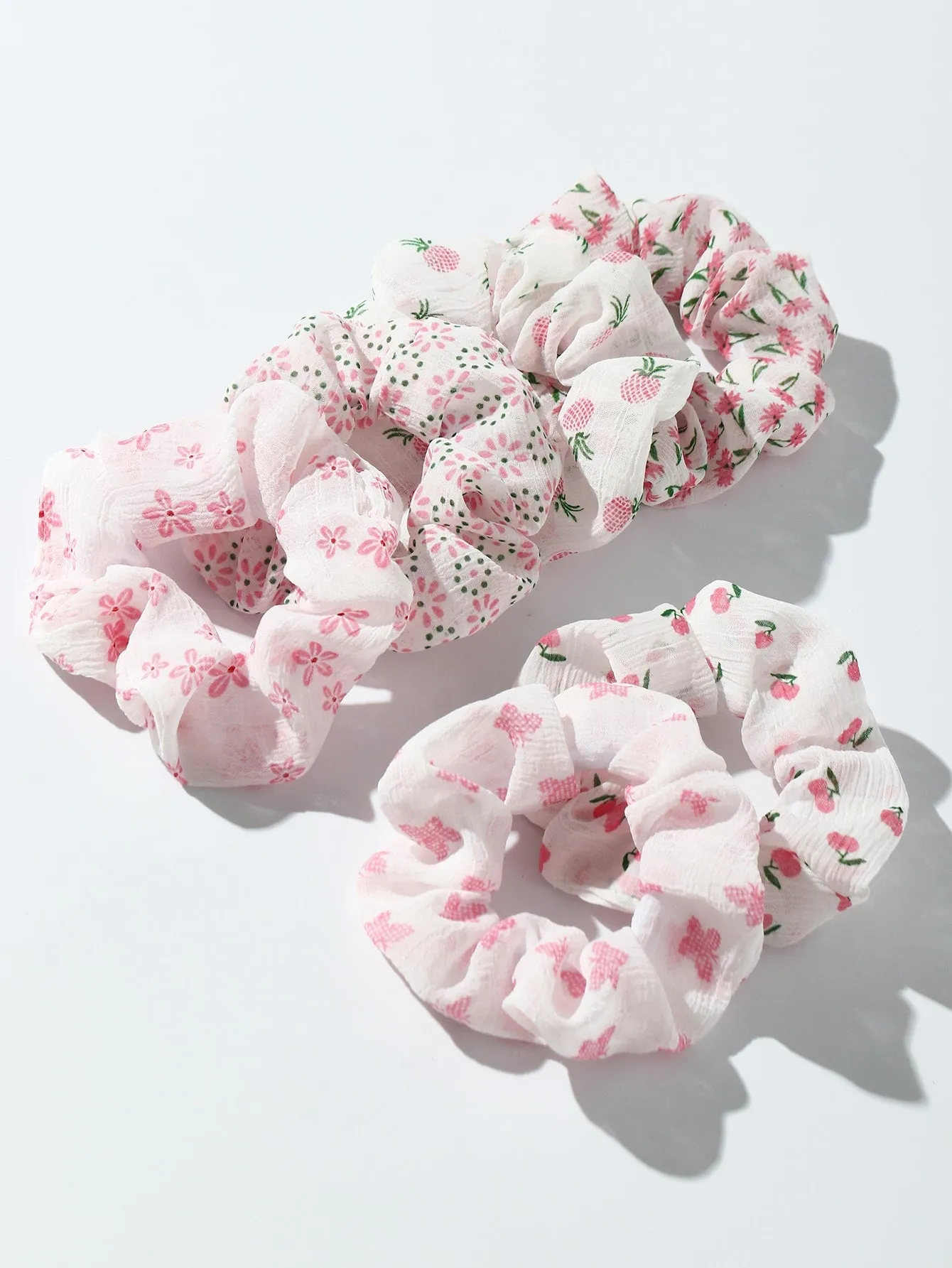 6pcs Printed Wide Bow Hair Scrunchies