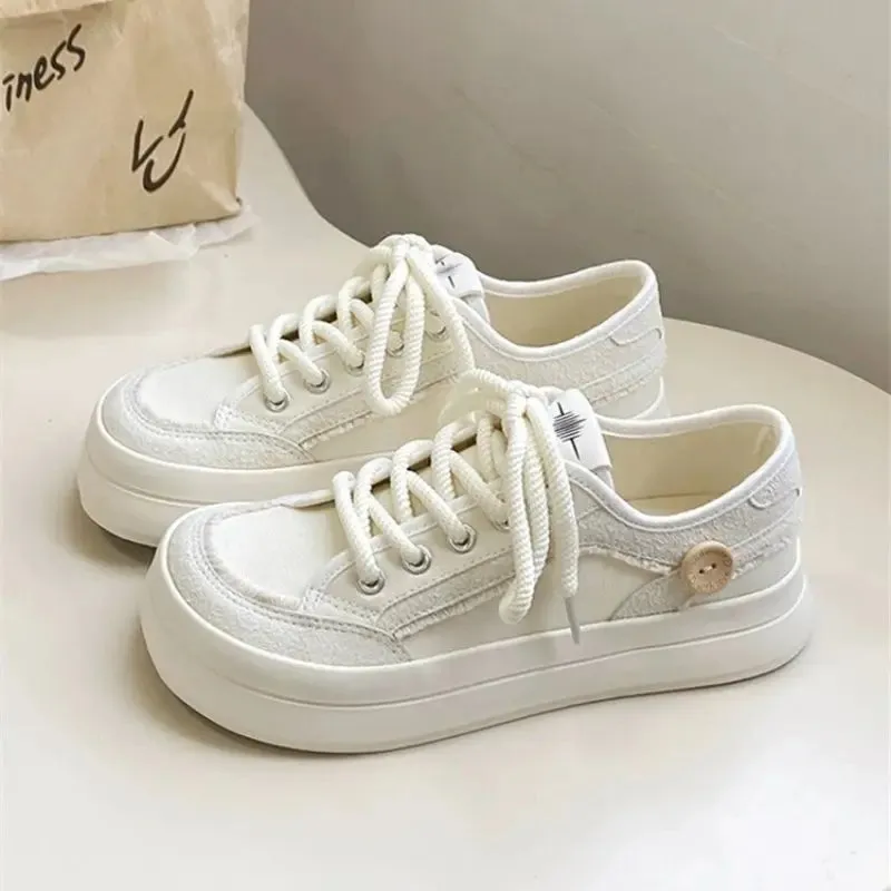 ADVBRIDGE  -  New Style Canvas Shoes Spring Summer Big Toe Solid Color Womens Comfortable Shoes Breathable Lightweight Shoes Women