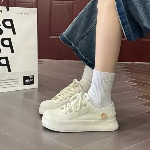 ADVBRIDGE  -  New Style Canvas Shoes Spring Summer Big Toe Solid Color Womens Comfortable Shoes Breathable Lightweight Shoes Women