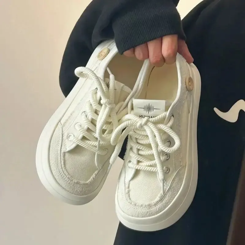 ADVBRIDGE  -  New Style Canvas Shoes Spring Summer Big Toe Solid Color Womens Comfortable Shoes Breathable Lightweight Shoes Women