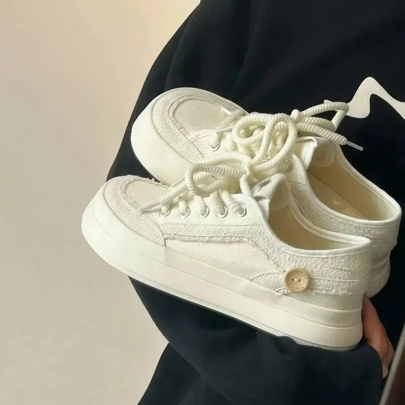 ADVBRIDGE  -  New Style Canvas Shoes Spring Summer Big Toe Solid Color Womens Comfortable Shoes Breathable Lightweight Shoes Women