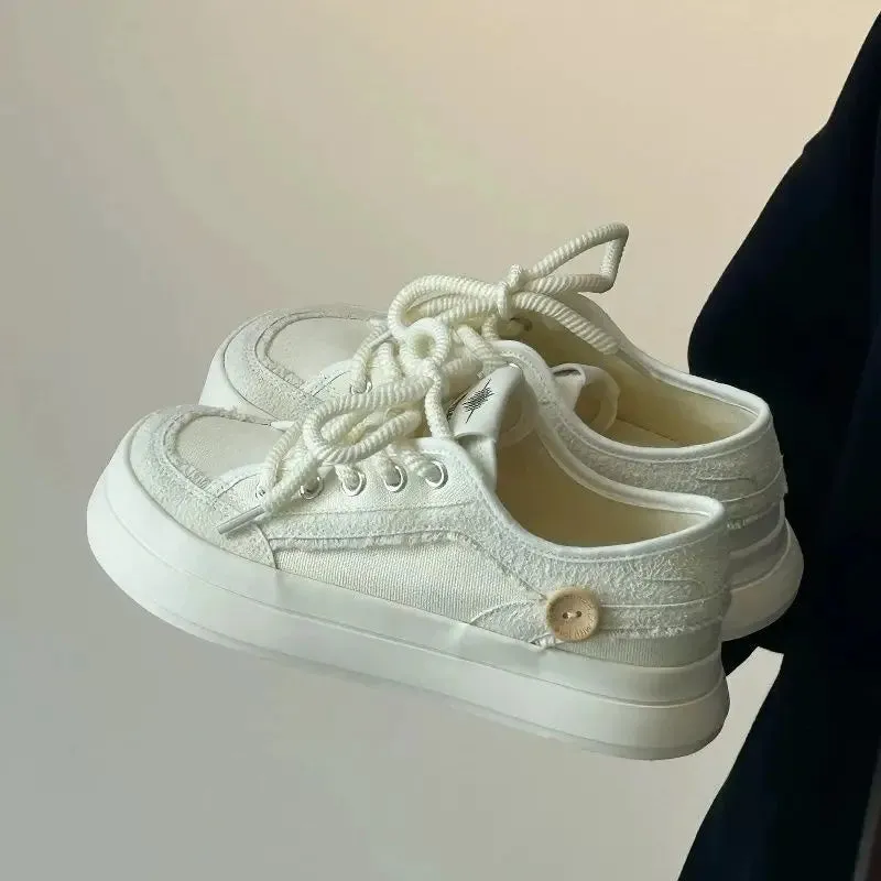 ADVBRIDGE  -  New Style Canvas Shoes Spring Summer Big Toe Solid Color Womens Comfortable Shoes Breathable Lightweight Shoes Women