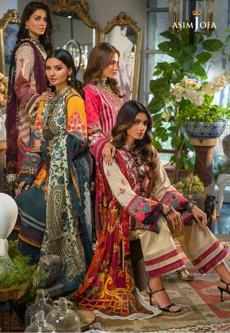 AJPR-22 | Asim Jofa Prints Rania Collection 2022 | Unstitched Embroidered Lawn Suits