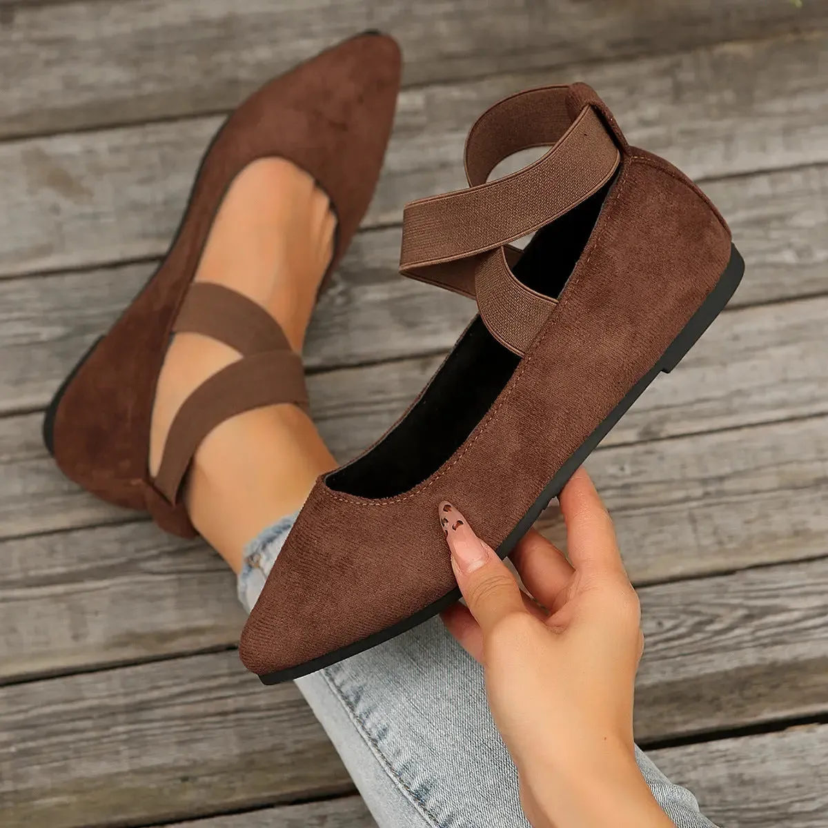 'Amoret' Cross Strap Slip-On Flats