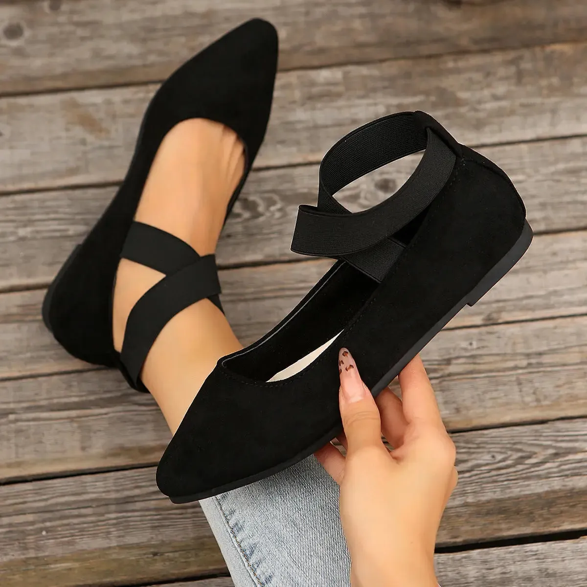 'Amoret' Cross Strap Slip-On Flats