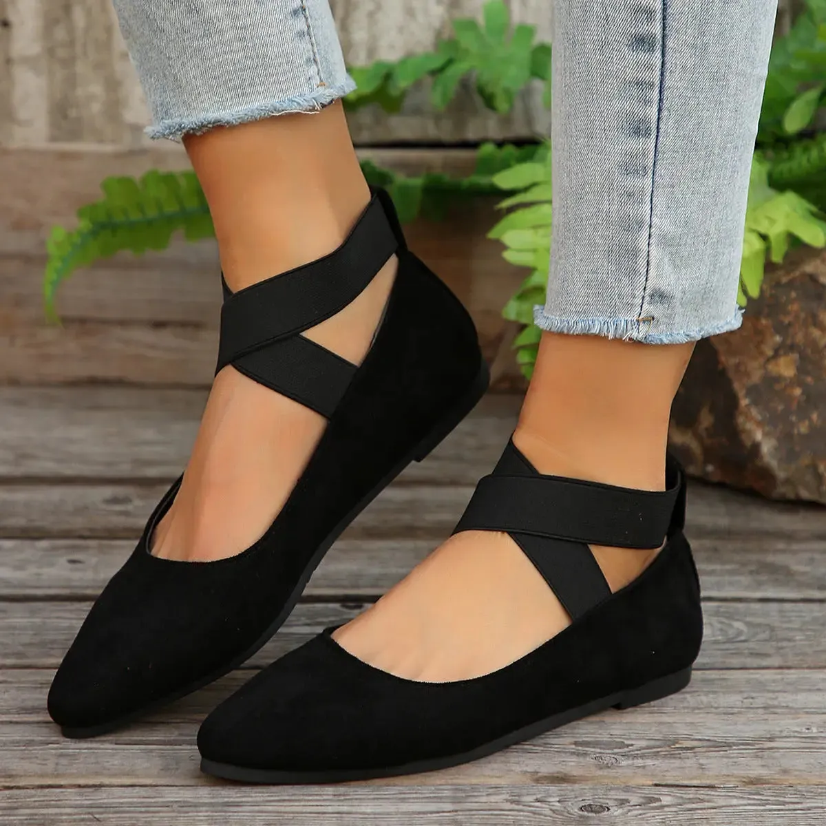 'Amoret' Cross Strap Slip-On Flats