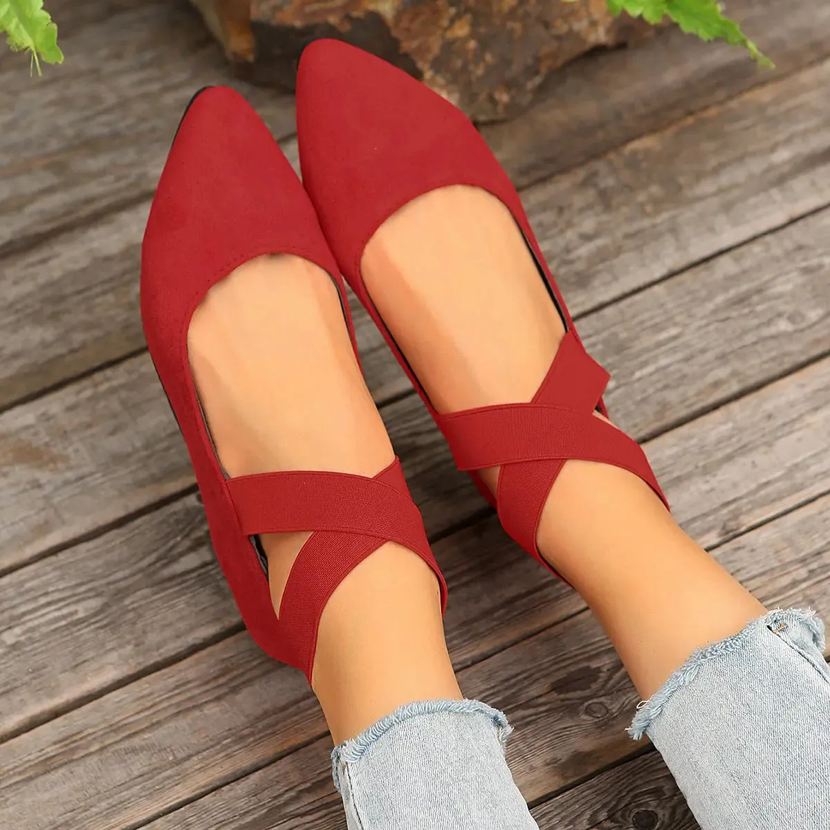 'Amoret' Cross Strap Slip-On Flats