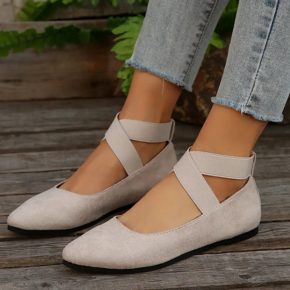 'Amoret' Cross Strap Slip-On Flats