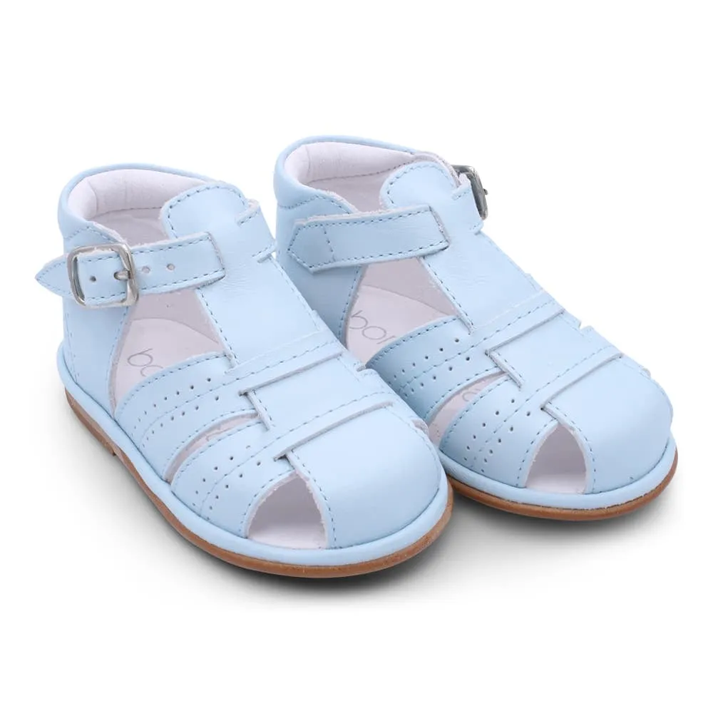 'Augusto' Boys Pale Blue Leather T-Bar Sandals