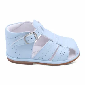'Augusto' Boys Pale Blue Leather T-Bar Sandals
