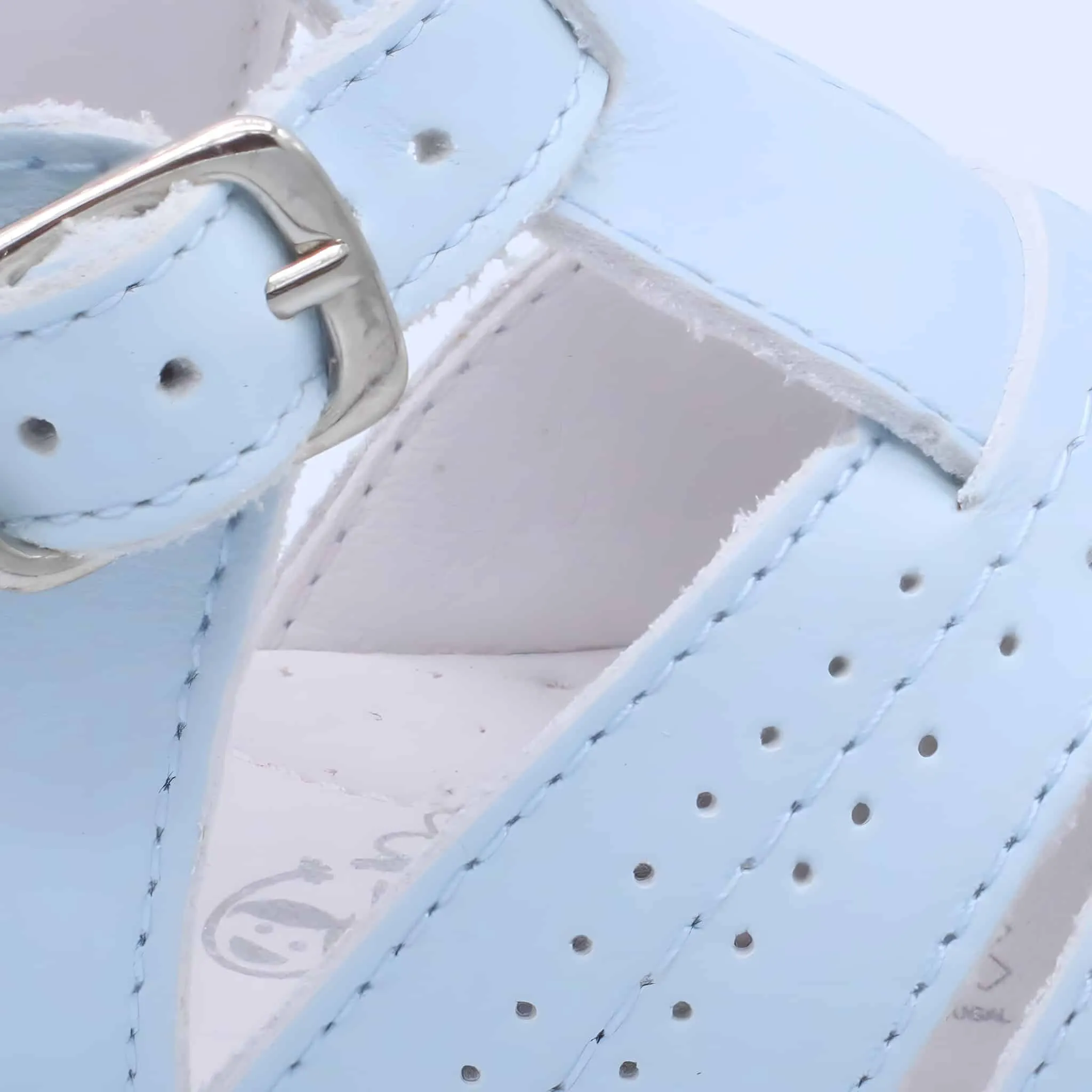 'Augusto' Boys Pale Blue Leather T-Bar Sandals