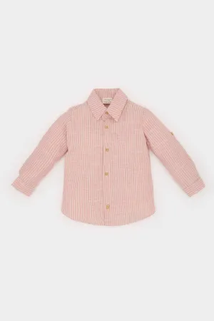 Baby Boy Shirt Collar Flam Poplin Long Sleeve Shirt