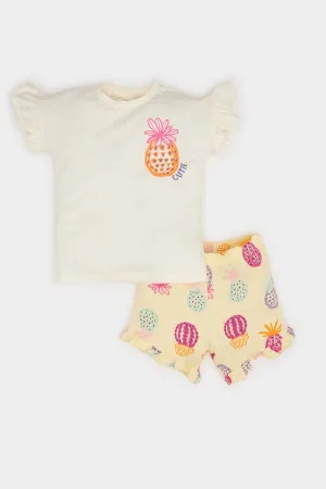 Baby Girl Printed T-Shirt Shorts 2 Piece Set