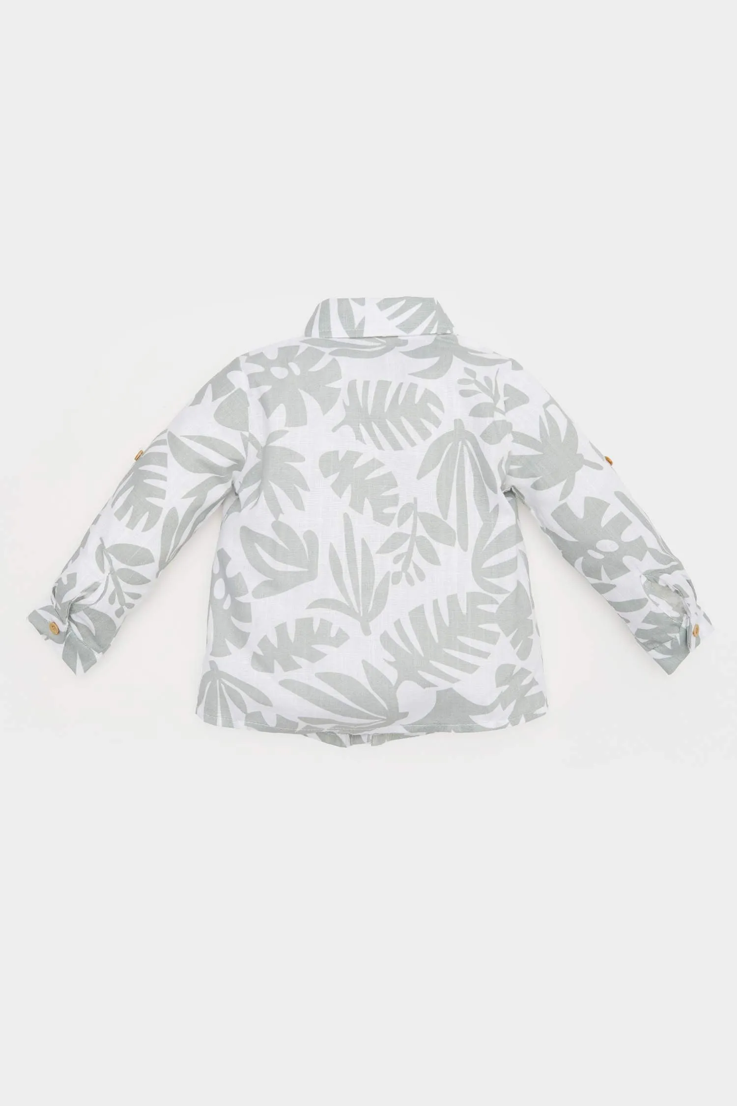 Baby Tropical Patterned Flam Poplin Long Sleeve Shirt
