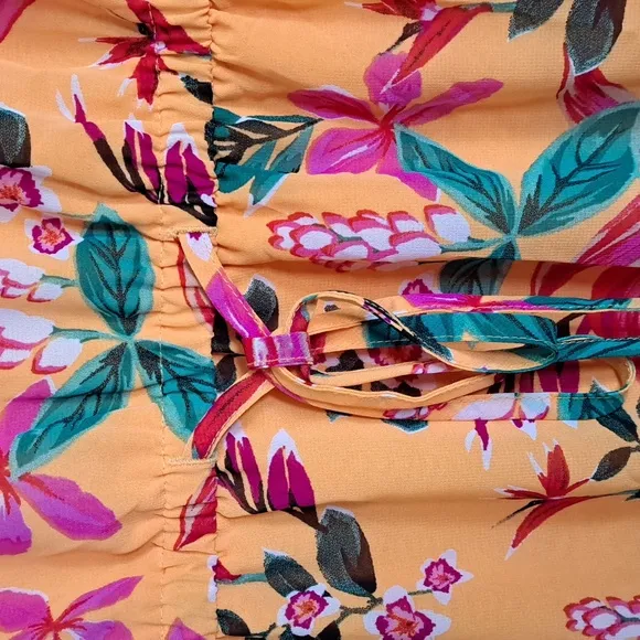 Bar III Chiffon Printed Maxi Dress Kauai Gardens XL