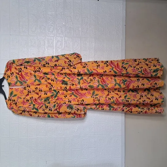 Bar III Chiffon Printed Maxi Dress Kauai Gardens XL
