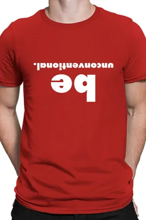 Be Unconventional - Casual Graphic Printed Red Cotton T-Shirt