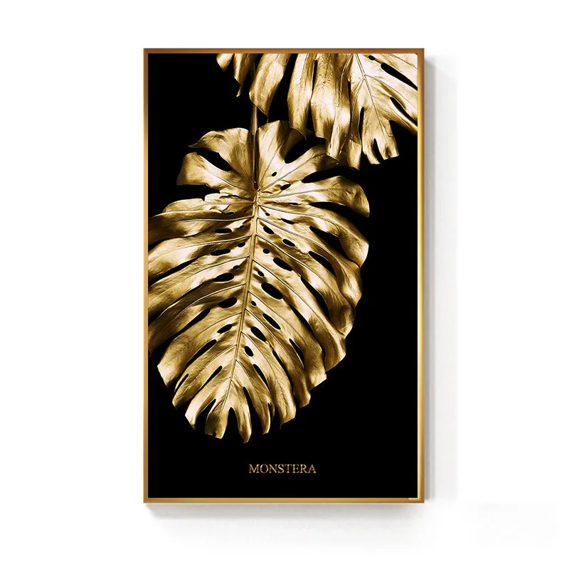 Black and Gold Pineapple Monstera Wall Art
