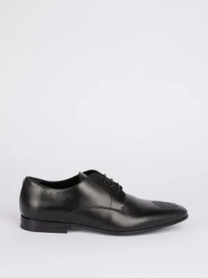 Black Studded Logo Oxford Shoes