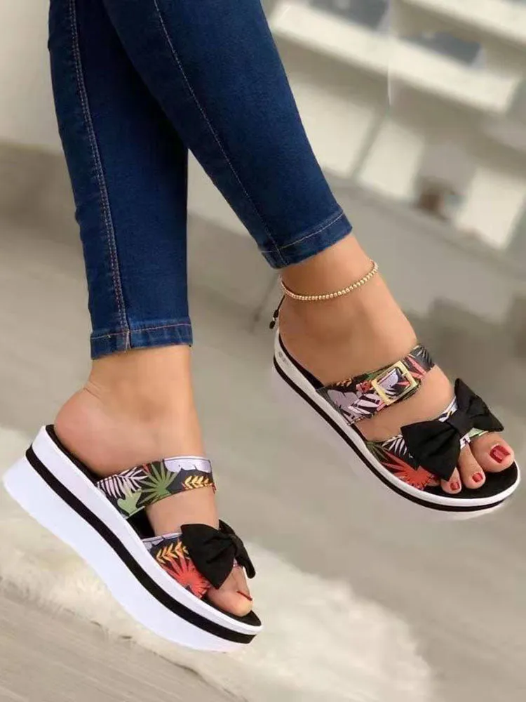 Bowknot Decor Buckled Sandals