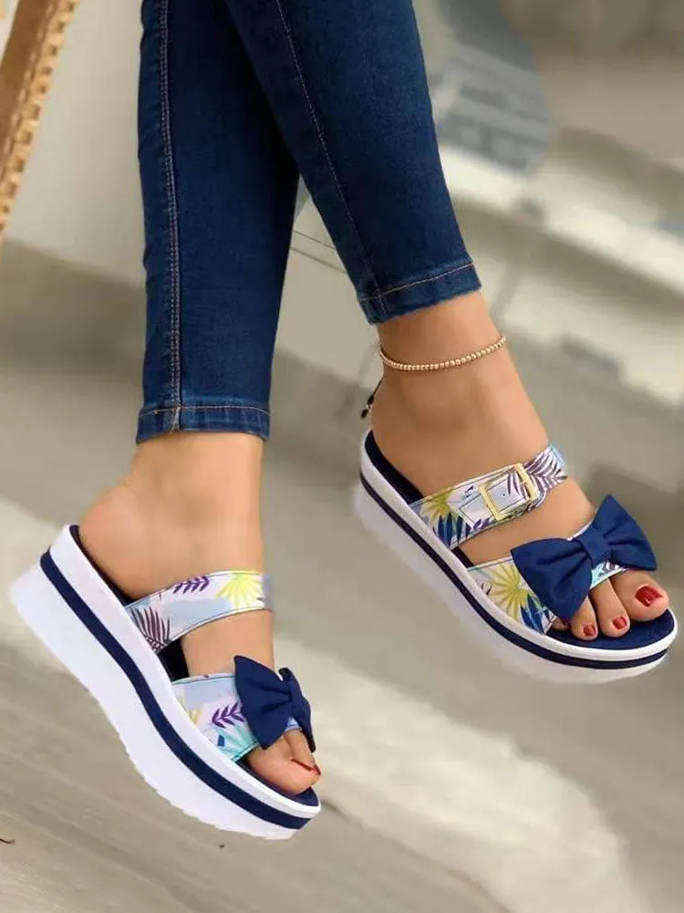 Bowknot Decor Buckled Sandals