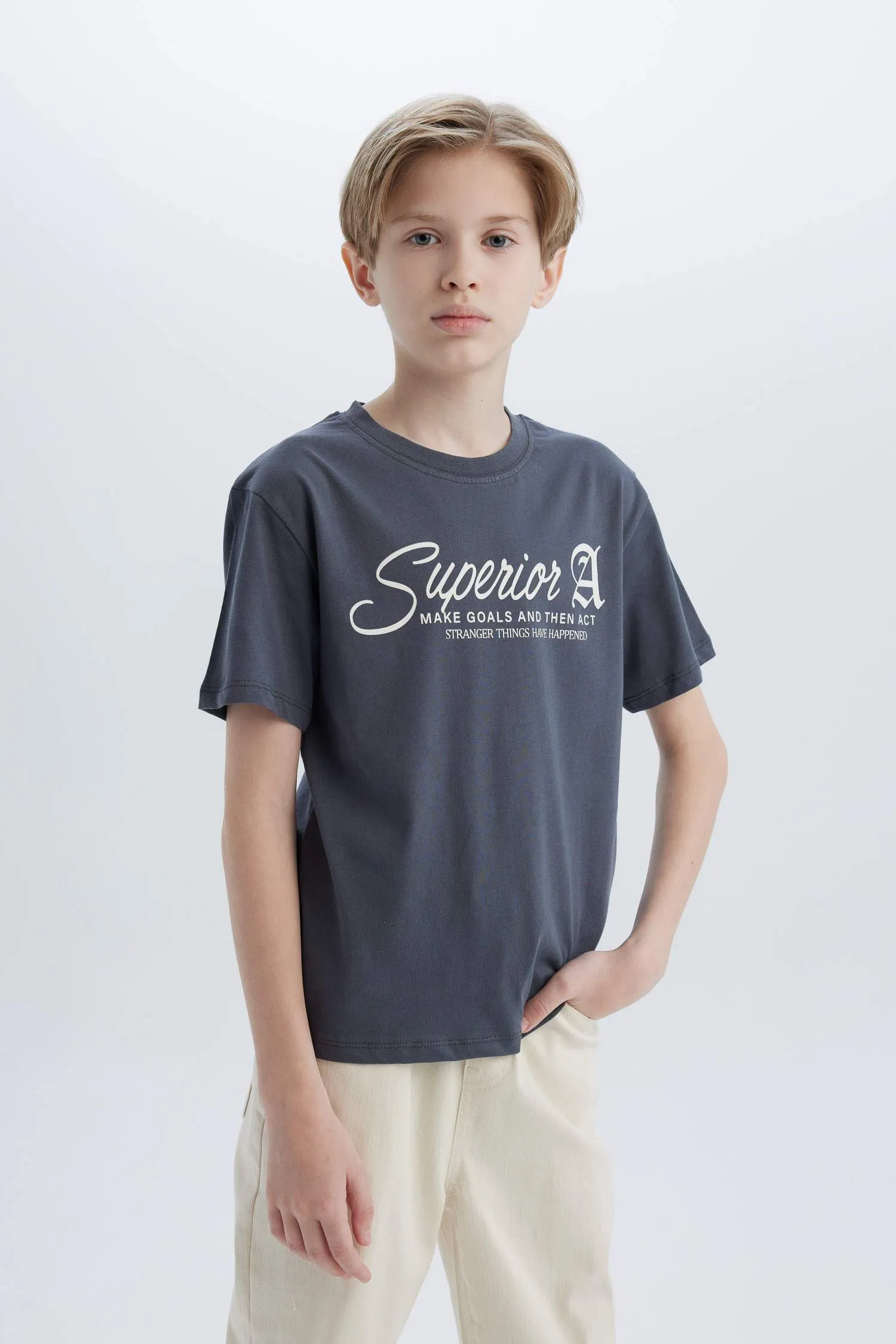Boy Crew Neck Printed Short Sleeve T-Shirt
