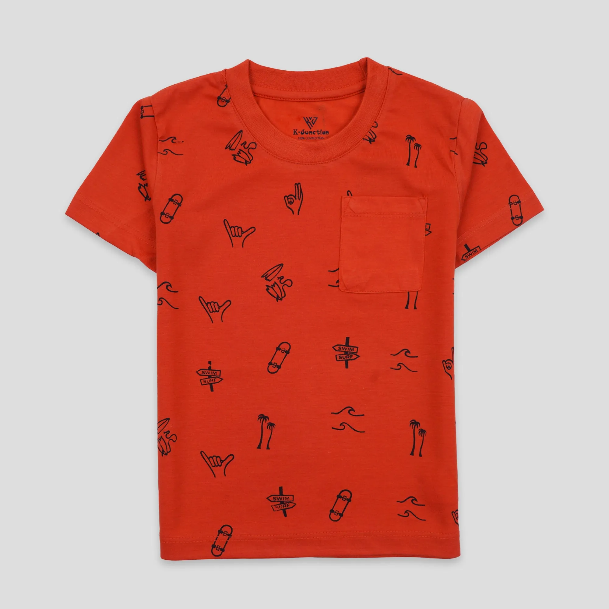 Boys Half Sleeves-Printed T-Shirt (All-over-Pocket)