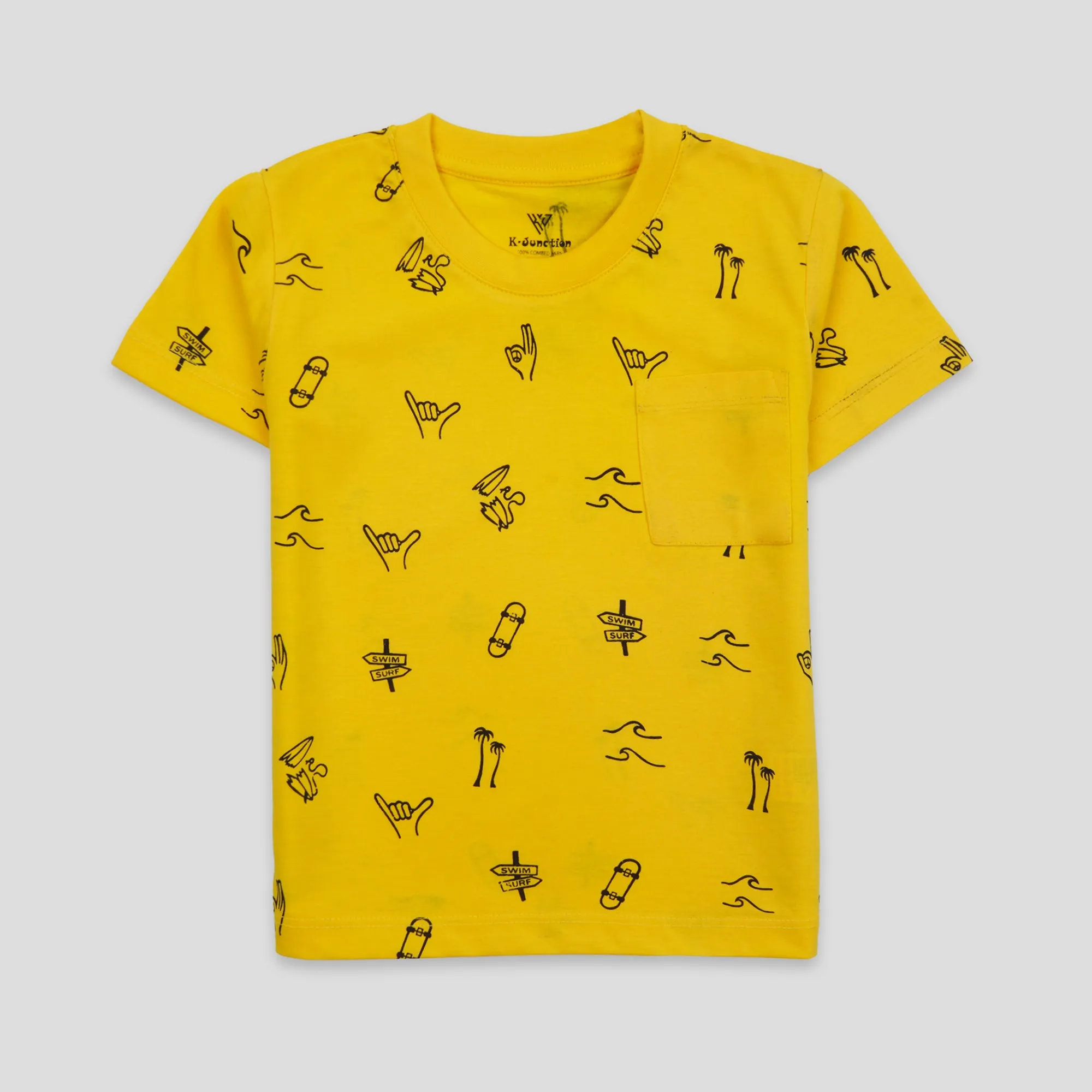 Boys Half Sleeves-Printed T-Shirt (All-over-Pocket)