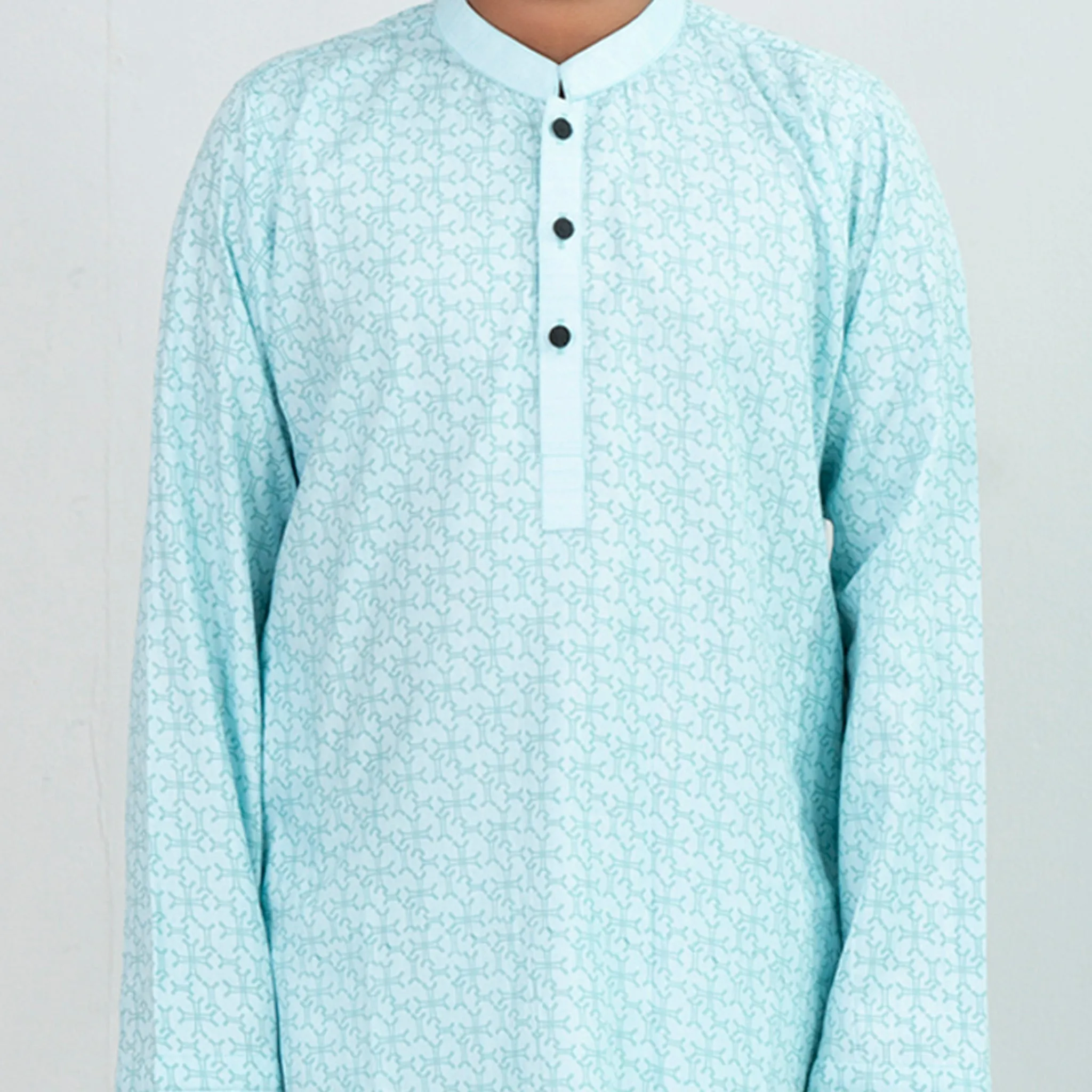 Boys Turquoise Printed Panjabi