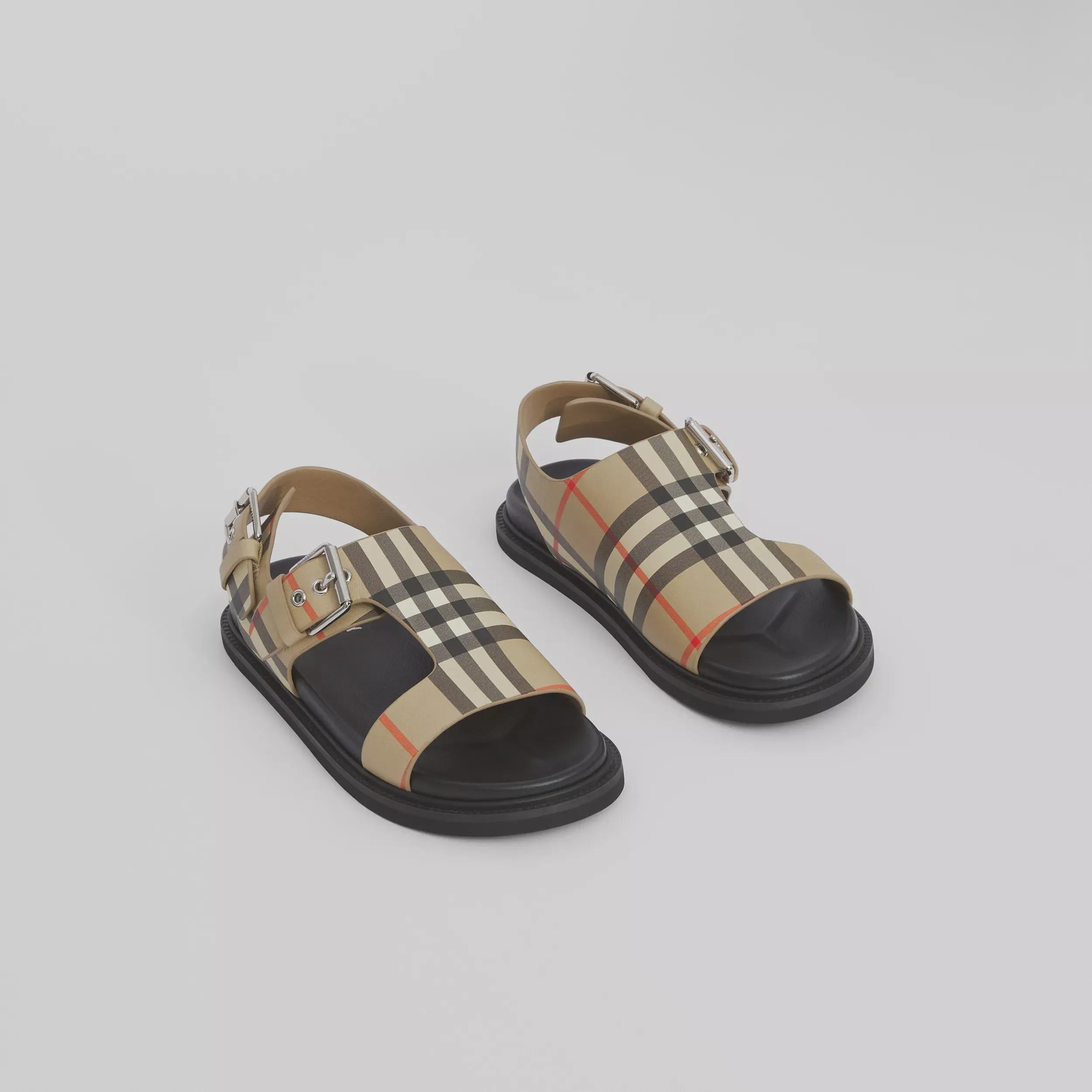Burberry Vintage Check Leather Buckled Sandals