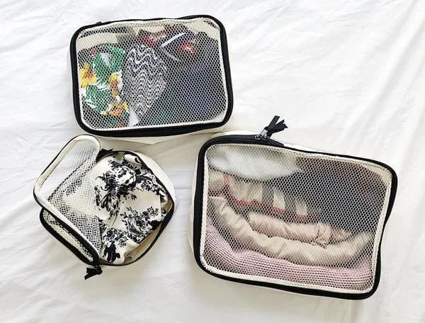 Canvas Packing Cubes - White/Black