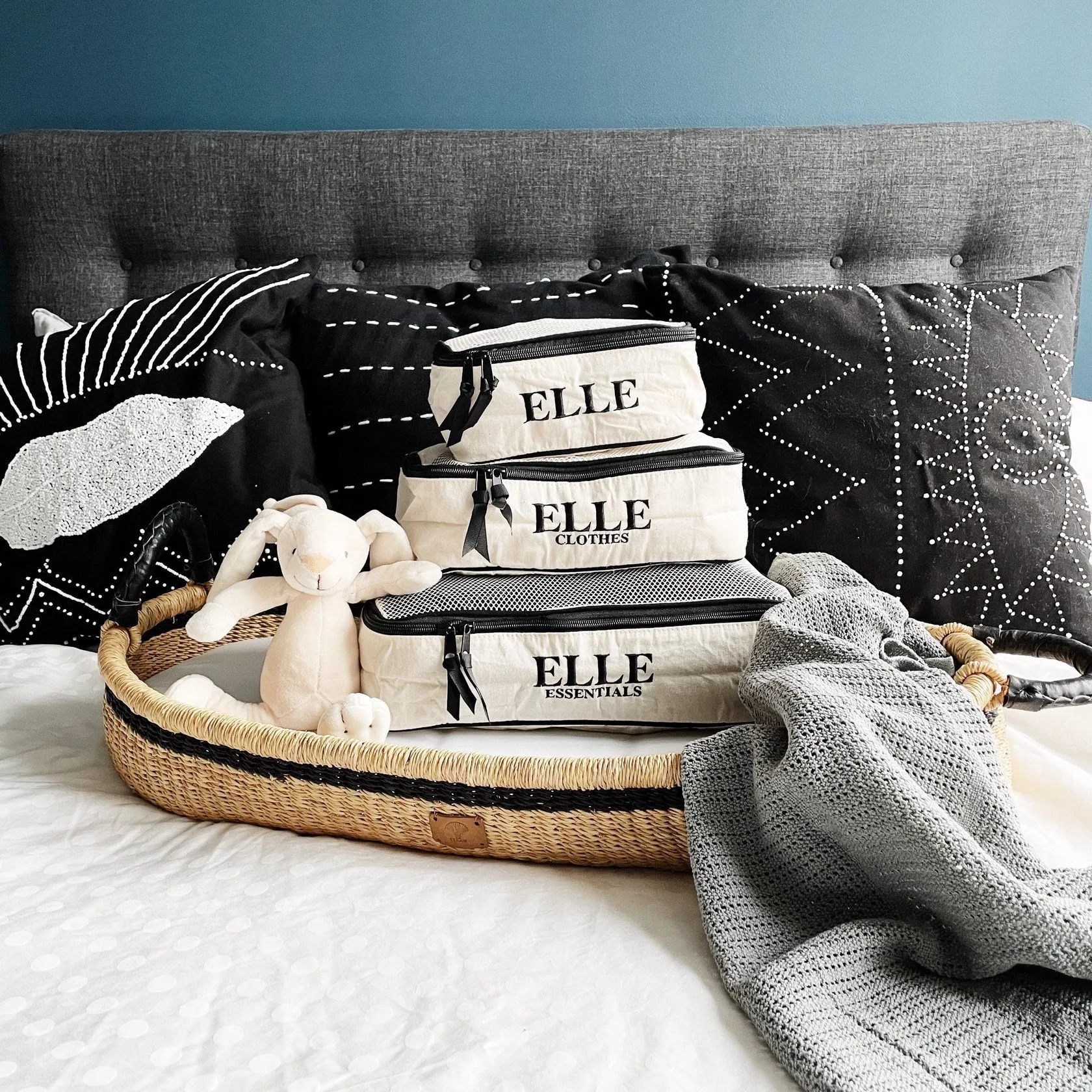 Canvas Packing Cubes - White/Black