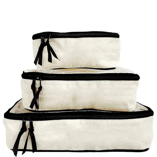 Canvas Packing Cubes - White/Black